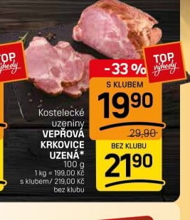 KOSTELECKÉ UZENINY VEPŘOVÁ KRKOVICE UZENÁ